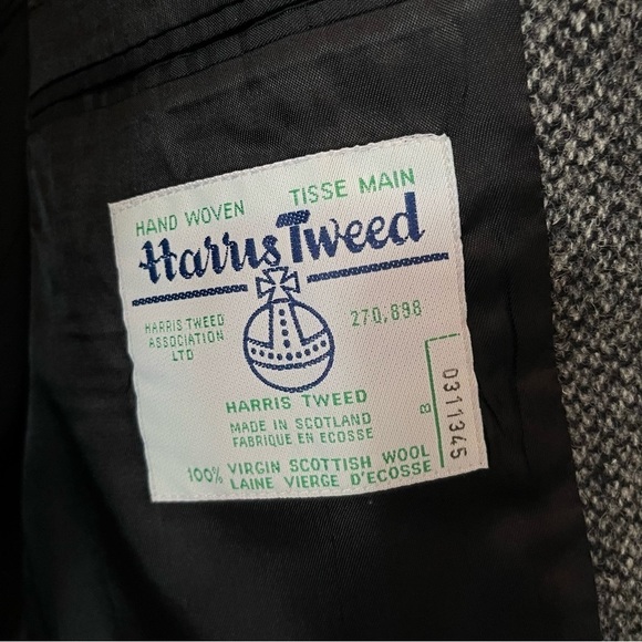 STUNNING Oversized Vintage HARRIS TWEED Boyfriend Wool Coat Jacket Blazer - Picture 12 of 15